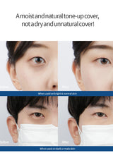 Before and after comparison of a person wearing a face mask on different skin tones.