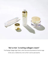 Collagen cream and mist bottle on a white background