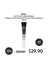 MBA Mobala Derma Scalp Intensive Black Turn Ampoule with promotional text on a white background