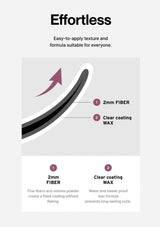 Product description with text and a graphic of a hair strand on a gray background