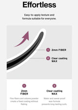 Product description with text and a graphic of a hair strand on a gray background