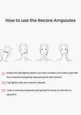 Instructions on how to use Recore Ampoules with illustrations and text.
