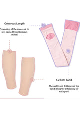 Illustration of a compression band with labeled features on a white background