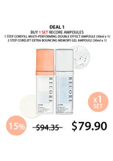 Two skincare ampoules with a promotional deal on a white background