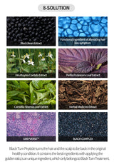 8-Solution hair treatment ingredients including Black Bean Extract, Houttuynia Cordata Extract, Camellia Sinensis Leaf Extract, and more.
