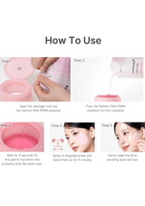 Instructions on how to use Salmon DNA toner pads with step-by-step illustrations.