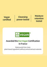 Eve Vegan certification label on a yellow background