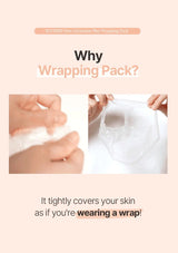 Promotional graphic for a wrapping pack with text and images of hands using the product.