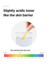 Slightly acidic toner with a pH level indicator showing the optimal skin pH level.