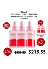 Promotional offer for 'Every Routine Estro Ampoule' with a discount on purchase and free shipping.