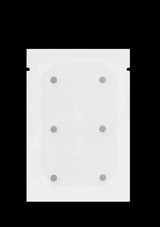 White paper with gray dots on a black background