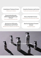 Bottles with extracts and a text overlay on a gray background