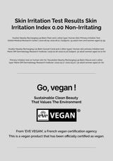 Certification label for a vegan product with text and logo on a white background