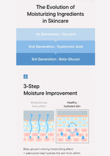 Diagram of skincare ingredient evolution and moisture improvement process.