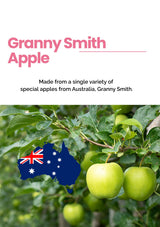 Granny Smith apples with a map of Australia and text about the apple variety.