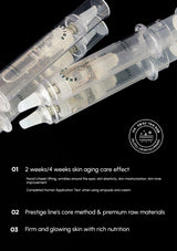 Transparent syringes with medical or cosmetic ampoules on a black background