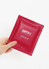 Red package with 'ARTPE' branding held by a hand on a white background