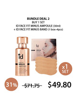 ID Face Fit Minus Ampoule and Band set with promotional pricing on a white background