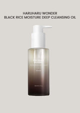A pump bottle of HARUHARU WONDER Black Rice Moisture Deep Cleansing Oil, 150ml.