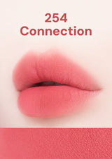 Close-up of lips with a connection number '254' displayed above.