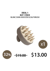 Blanc Dubu Booster Scalp Brush with promotional text on a white background