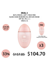 Promotional offer for Blanc Dubu Nuborn Cell BB Sun Cream with pricing and quantity details.
