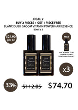 Promotional offer for Blanc Dubu Groom Vitamin Power Hair Essence with pricing and quantity details.