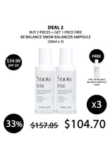 Promotional offer for 'Snow' ampoules with pricing and quantity details on a white background.