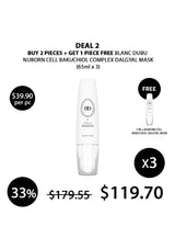 Promotional graphic for Blanc Dubu skincare product with pricing and deal information.