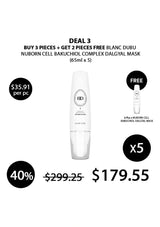 Promotional graphic for a skincare product deal with pricing and free mask offer.