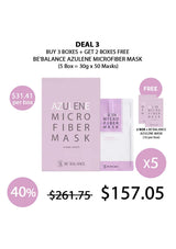 Promotional graphic for Be Balance Azulene Microfiber Mask with pricing and deal information.