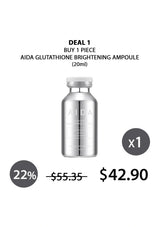 AIDA Glutathione Brightening Ampoule with promotional text on a white background