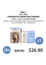 Cosnori Easy Brow Tone Changer packaging with promotional text on a white background