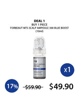 Forbeaut MTS Scalp Ampoule 300 Blue Boost product with pricing and discount information on a white background.
