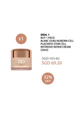 Cosmetic cream jar with promotional text on a white background