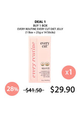 Promotional graphic for 'every routine' diet jelly with a discount offer on a white background.