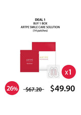 Advertisement for Artpe Smile Care Solution packaging with promotional pricing on a white background