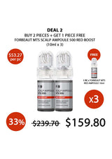 Promotional offer for Forbeaut MTS Scalp Ampoule 500 Red Boost with pricing and quantity details.