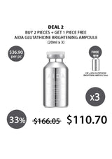 AIDA Glutathione Brightening Ampoule promotion with pricing and quantity details on a white background.