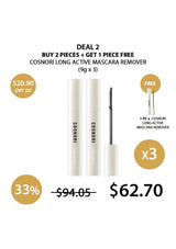 Cosmetology product advertisement with mascara and remover, including a free item offer.