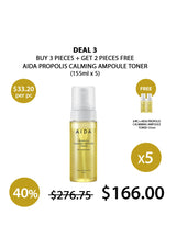 Aida Propolis Calming Ampoule Toner with promotional offer on a white background