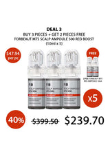 Promotional offer for Forbeaut MTS Scalp Ampoule 500 Red Boost with pricing and quantity details.