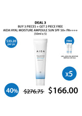 Aida Hyal Moisture Ampoule Sun SPF 50+ PA+++ with promotional offer on a white background