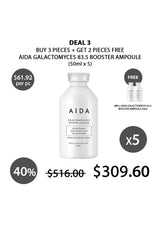 AIDA Galactomyces 83.5 Booster Ampoule deal with product and promotional text on a white background