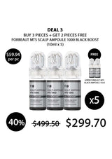 Promotional offer for Forbeaut MTS Scalp Ampoule 1000 Black Boost with pricing and quantity details.
