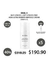 Aida Ultra Barrier Ampoule Cream with promotional text on a white background
