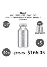 AIDA Glutathione Brightening Ampoule promotion with pricing and quantity details on a white background.
