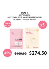 Promotional offer for Artpe dark spot solution nemo patches with pricing and quantity details.