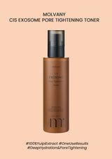 Molvany CIS Exosome Pore Tightening Toner bottle on a beige background