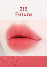 Lipstick shade 215 'Future' shown on a lip with a close-up of the lipstick below.
